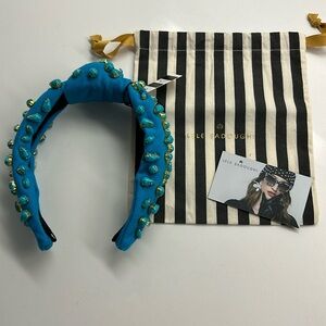 Lele Sadoughi Candy Jeweled Knotted Headband Blue Turquoise